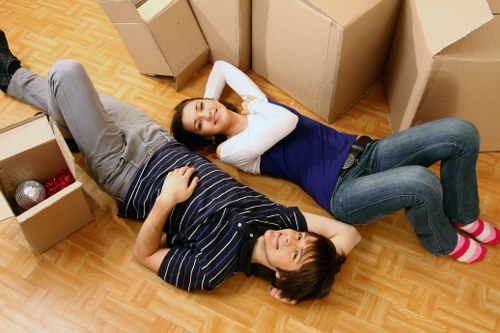 Boxes and furniture ready for storage in North London